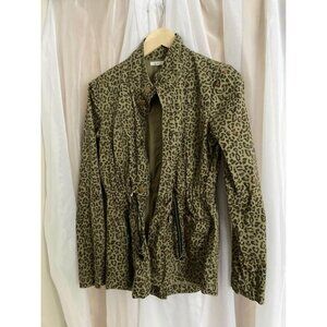 XS Maurices  cheetah light coat drawstring waist canvas military style